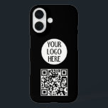 Customize Your Black White QR code company logo  iPhone 16 Case<br><div class="desc">Customize Your Black White company logo and QR code. 
Personalize unique cool affordable gift for anyone. Custom present with your favorite black and white logo.</div>