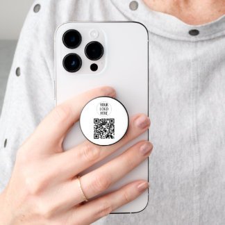 Customize Your Black White QR code company logo PopSocket