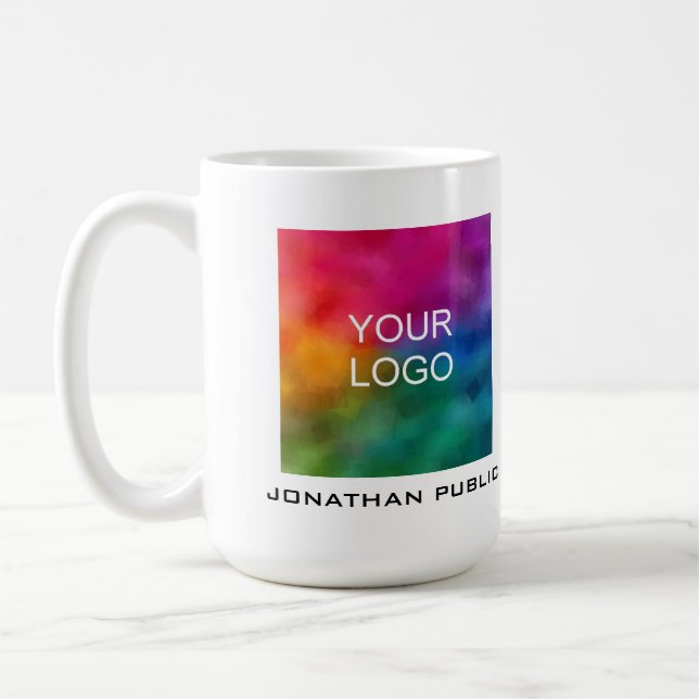 Customize Your Business Company Logo Add Name Text Coffee Mug (Left)