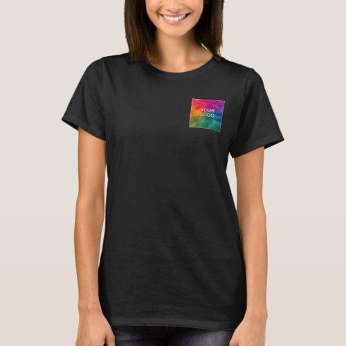 Customize Your Business Logo Elegant Black Modern T_Shirt
