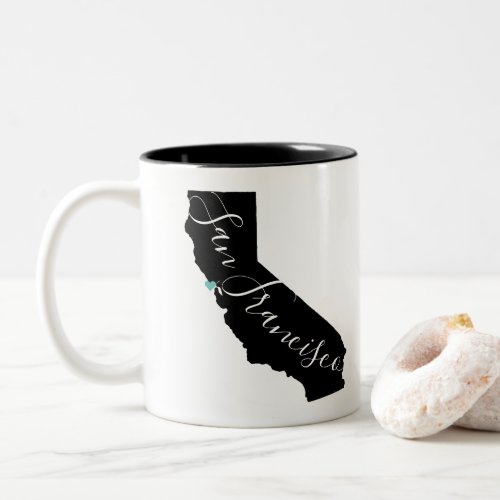 Customize Your City in California with Heart Two_Tone Coffee Mug