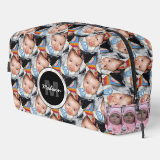 Customize Your custom five photo pattern Monogram Dopp Kit