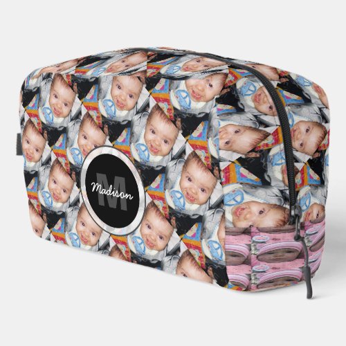 Customize Your custom five photo pattern Monogram  Dopp Kit