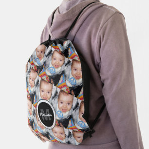 Customize Your custom photo pattern and Monogram  Drawstring Bag