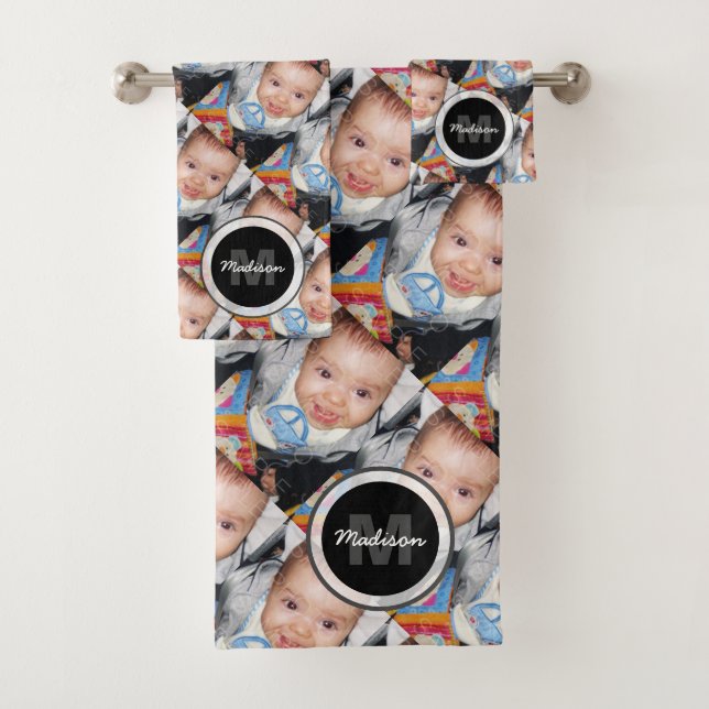 Customize Your custom photo pattern Monogram  Bath Towel Set (Insitu)