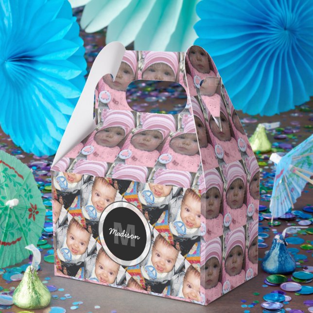 Customize Your custom three photo pattern Monogram Favor Boxes (Party)