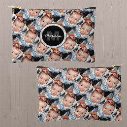 Customize Your custom two photo pattern Monogram  Accessory Pouch