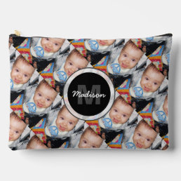 Customize Your custom two photo pattern Monogram  Accessory Pouch