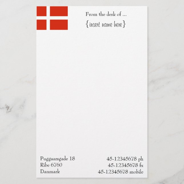 Customize Your Dannebrog! Stationery (Front)