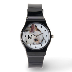 Customize Your dog photo monogram numbers color Watch
