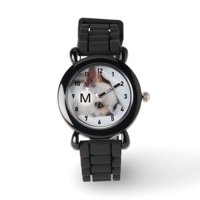 Customize Your dog photo monogram numbers color Watch (Front)