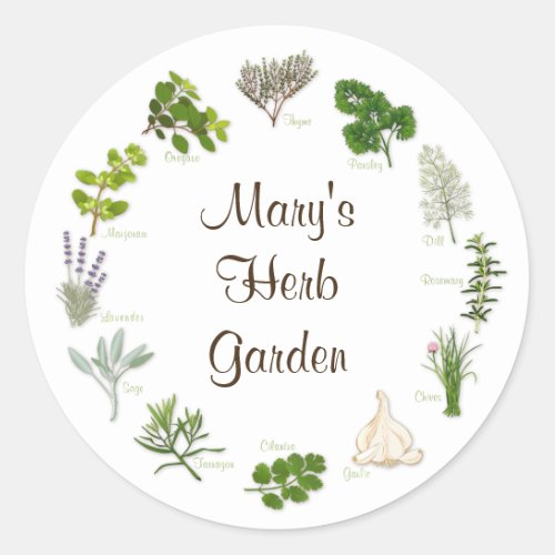 Customize Your Herb Garden Round Sticker