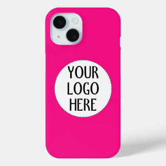 Customize Your Hot pink Black White company logo iPhone 15 Case
