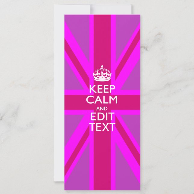Customize Your Keep Calm Edit Text on Pink Union J (Front)