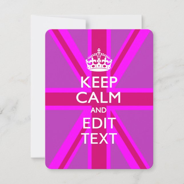 Customize Your Keep Calm Edit Text on Pink Union J (Front)