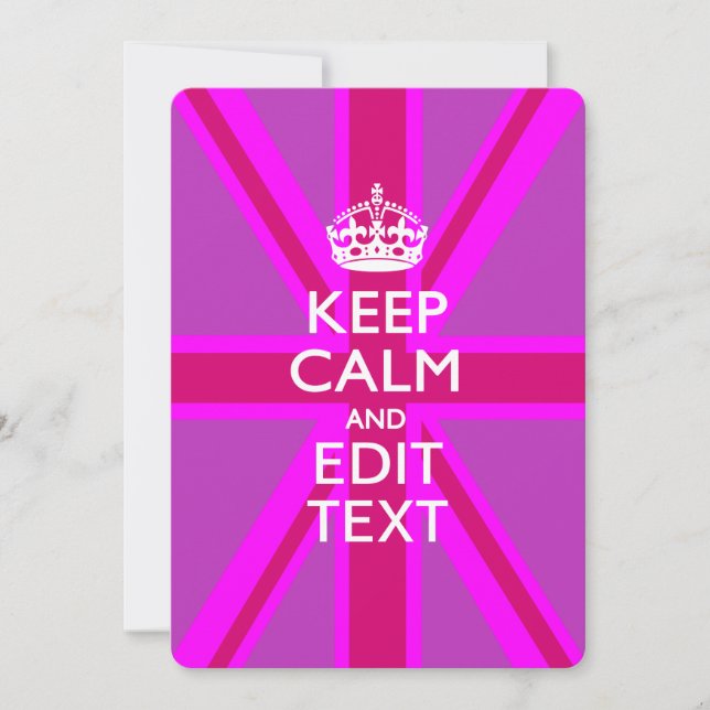 Customize Your Keep Calm Edit Text on Pink Union J (Front)