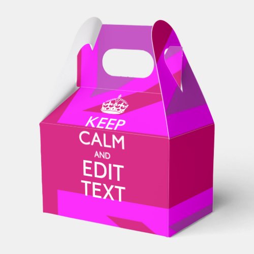 Customize Your Keep Calm Edit Text on Pink Union J Favor Boxes