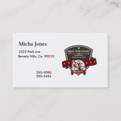 Customizable Customize Your Name Bicycle Company Logo Business Card Template