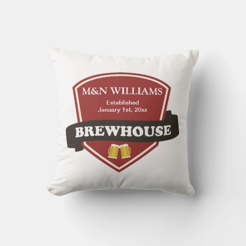 Customize Your Name Brewhouse Logo Throw Pillow