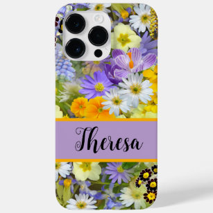Customize your name Girly Bright Flowered  Case-Mate iPhone 14 Pro Max Case