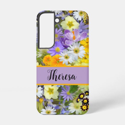 Customize your name Girly Bright Flowered  Samsung Galaxy S22 Case