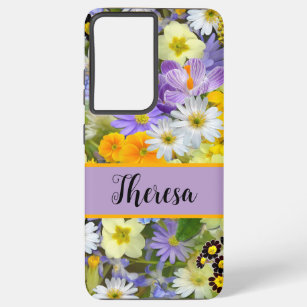 Customize your name Girly Bright Flowered Samsung Galaxy S21+ Case