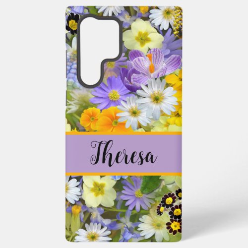 Customize your name Girly Bright Flowered  Samsung Galaxy S22 Ultra Case