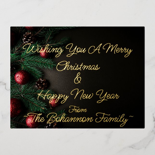 (Customize your name) Merry christmas & Happy New  Foil Holiday Postcard (Front)