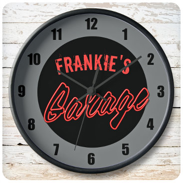 Customize Your Name Neon Style Hot Rod Car Garage Clock