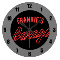 Customize Your Name Neon Style Hot Rod Car Garage Large Clock