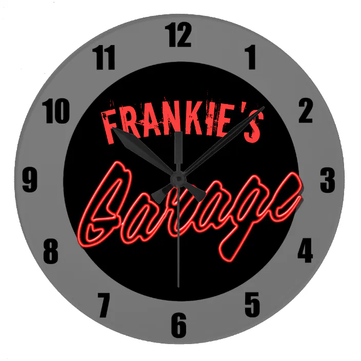 Customize Your Name Neon Style Hot Rod Car Garage Large Clock Zazzle Com Hot Rod Car Garage Large Clock Zazzle, Vintage Neon Garage Clocks