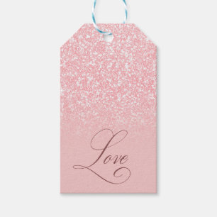 Customize Your Name Pink Glitter Love Color F3C0C0 Gift Tags