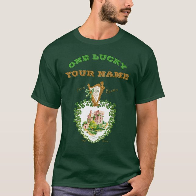 Customize Your Name St Patricks Day Blarney Castle T-Shirt (Front)