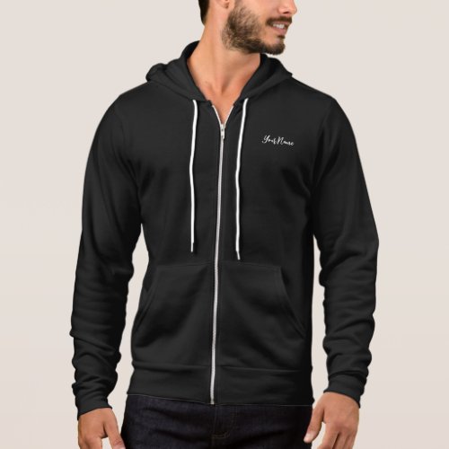 Customize YOUR NAME  Zip Front Black Unisex Hoodie