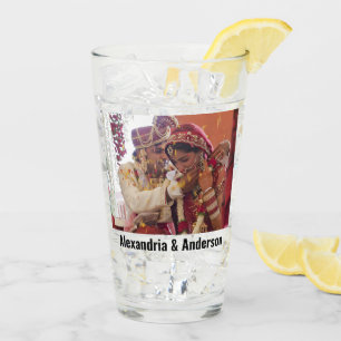 Customize Your Own 2 Photos Custom Name Text Glass