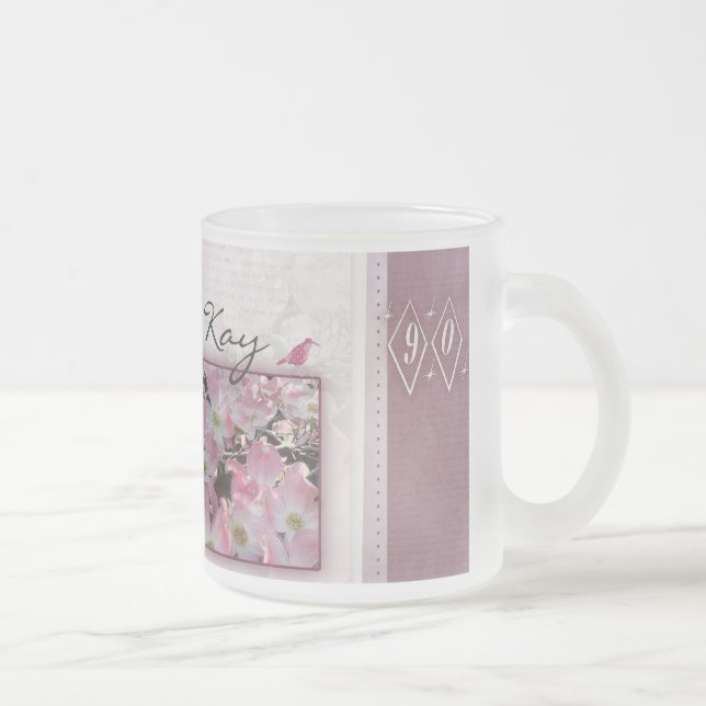 Customize your own 90th birthday frosted glass coffee mug (Right)