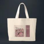 Customize your own 90th birthday large tote bag<br><div class="desc">White and pink cherry blossoms with cute little polka dot bird and 90 in old fashioned font.  Easily change names on this design to personalize for your friend or family member who is turning 90.</div>