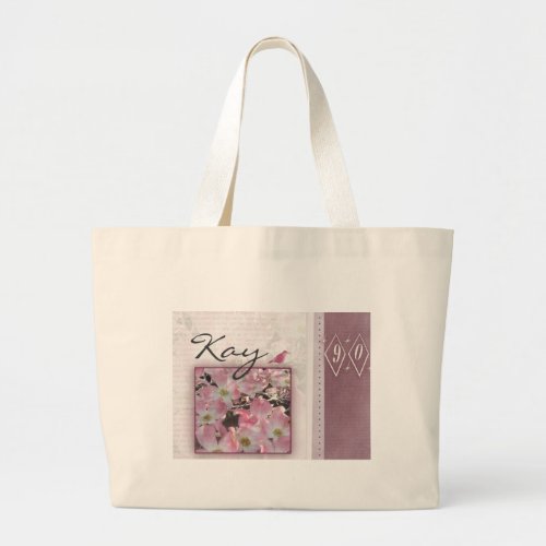 Customize your own 90th birthday large tote bag