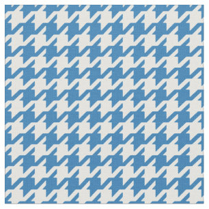 Customize your own blue white houndstooth pattern fabric