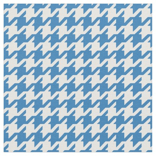 Customize your own blue white houndstooth pattern fabric