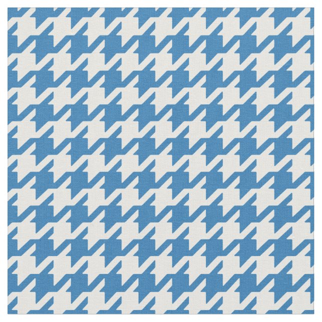 Customize your own blue white houndstooth pattern fabric (Close Up)