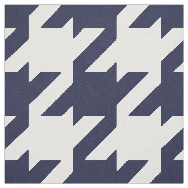 Customize your own bold blue white houndstooth fabric (Swatch)