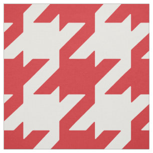 Customize your own bold red white houndstooth fabric