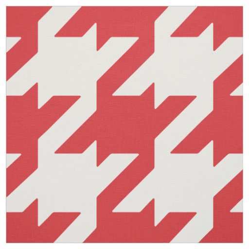Customize your own bold red white houndstooth fabric