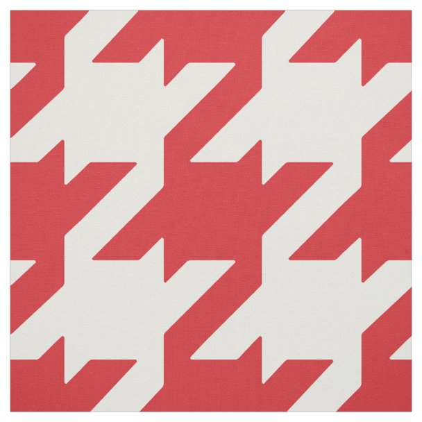 Red, White Houndstooth Pattern 2M Fabric