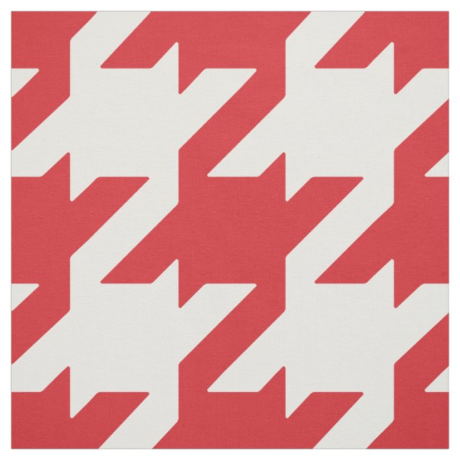 Customize your own bold red white houndstooth fabric (Swatch)