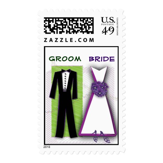 Customize your own bride and groom postage stamp