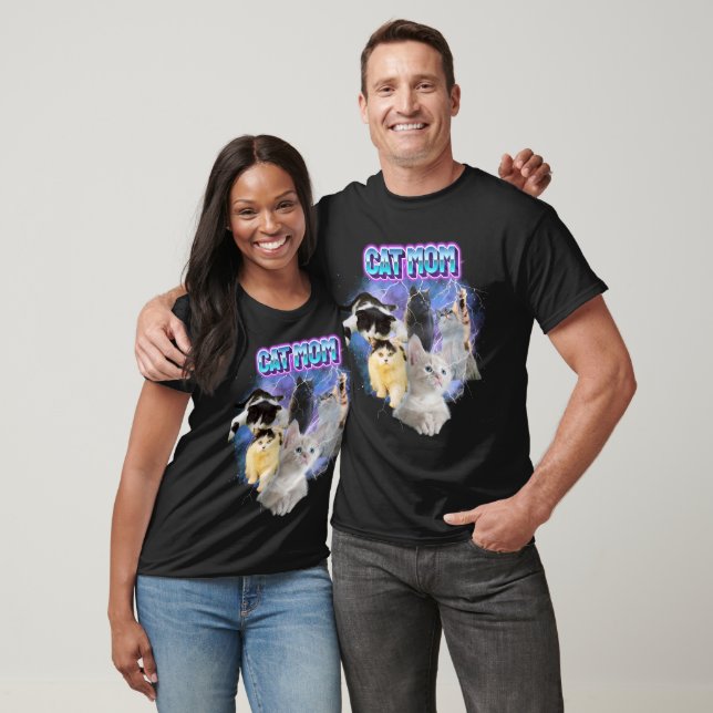 Customize Your Own Cat Mom Bootleg 90s Style Photo T-Shirt (Unisex)