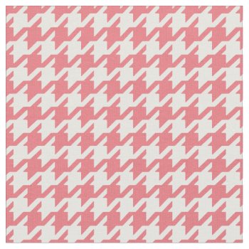Customize Your Own Coral Houndstooth Pattern Fabric by TintAndBeyond at Zazzle