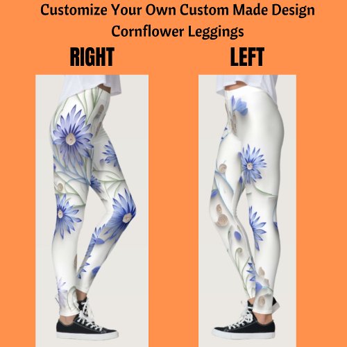 Customize Your Own Custom Made Design Cornflower  Leggings